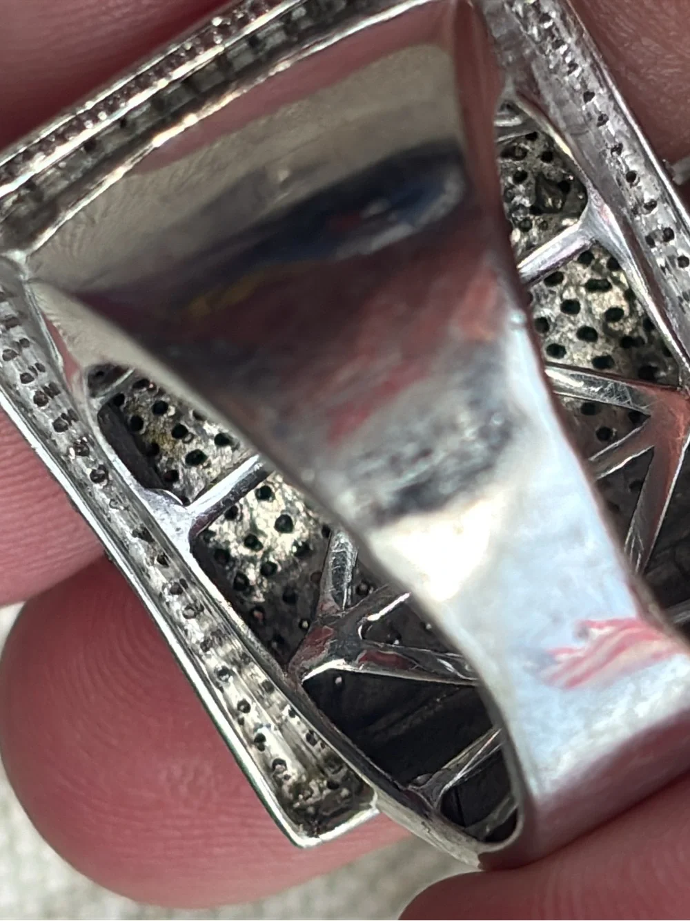 Sterling Silver with Pave Diamond Ring Statement Ring